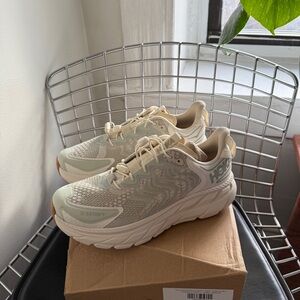 HOKA x Satisfy Running Clifton LS Sneaker in Celadon Tint/Whisper White